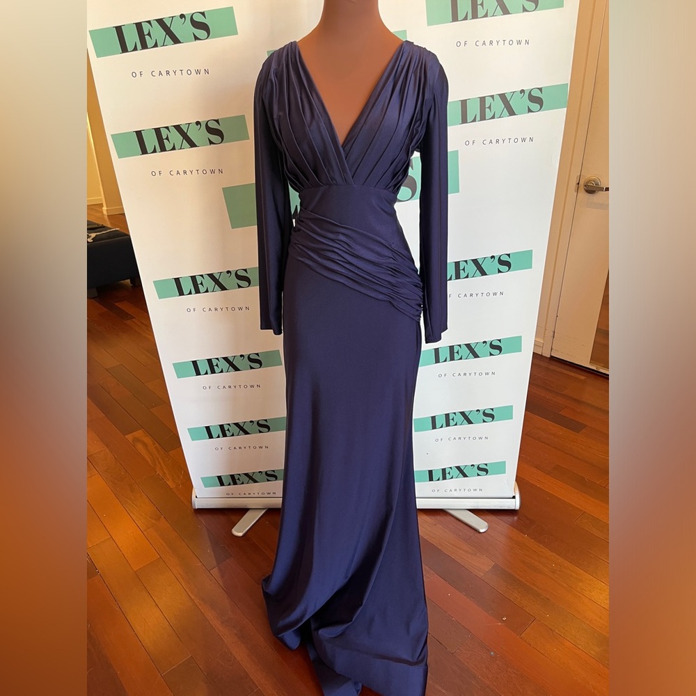 Elegant Long Sleeve Navy Dress
